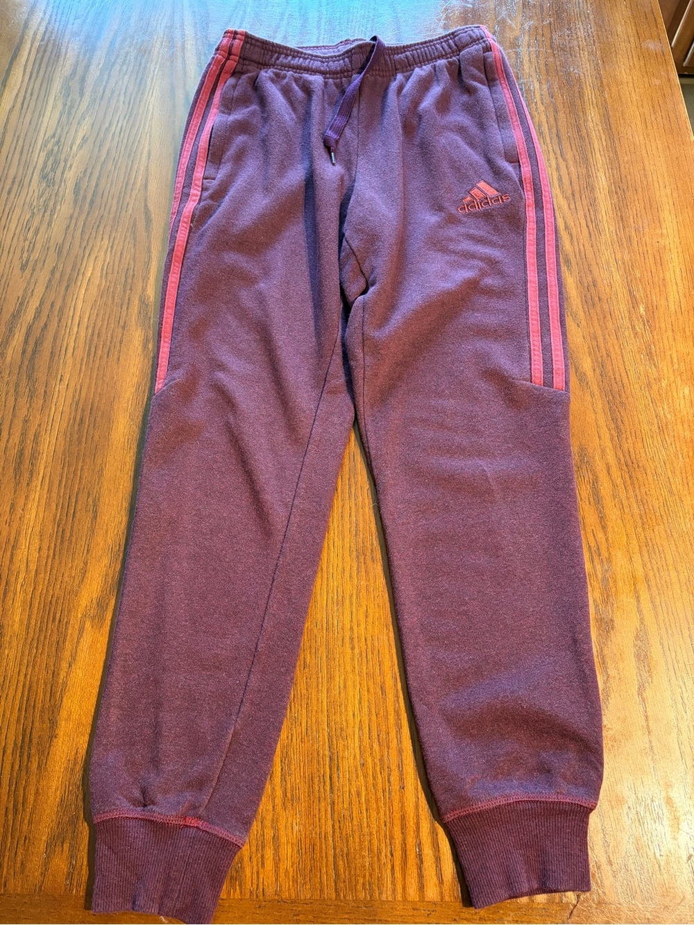 Adidas Women’s Maroon Sweatpants with Red Stripes